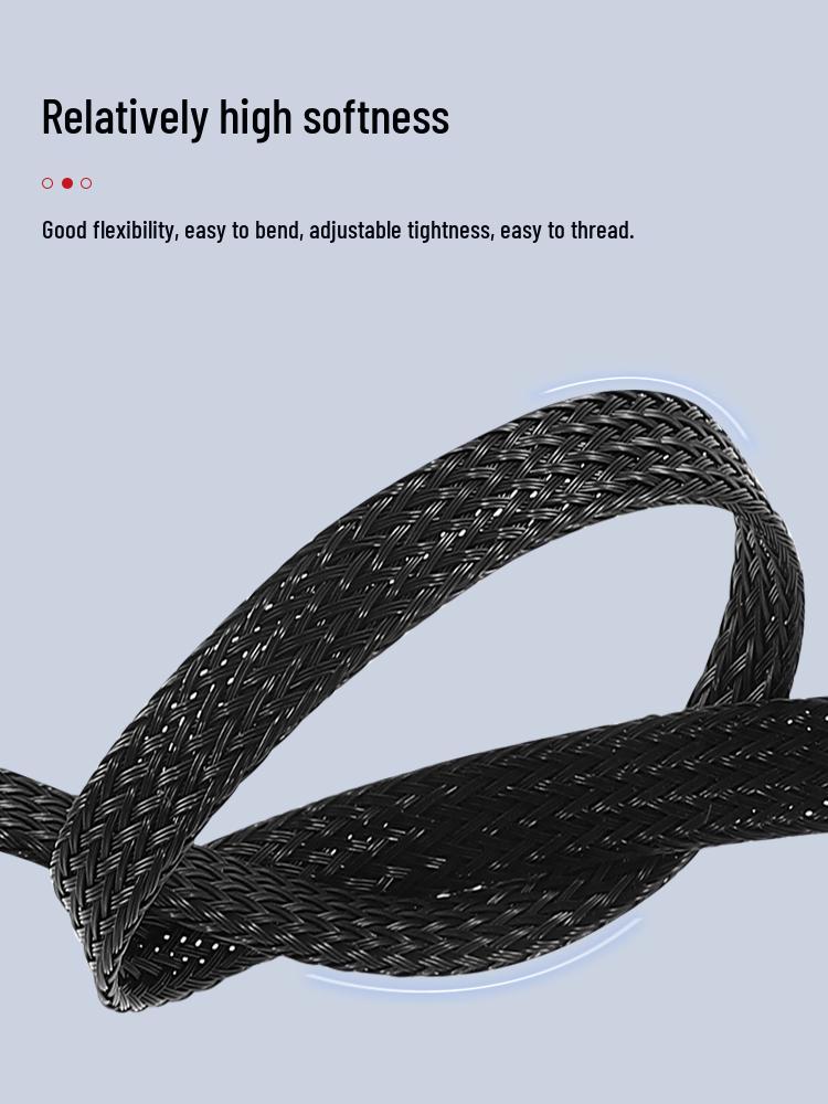 Black Flame Retardant Nylon Braided Mesh Tubing for Cable Protection & Shock Absorption
