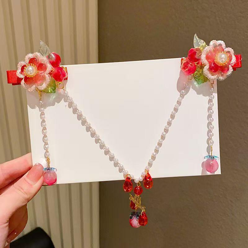 Chinesische Stil Fee Haarspangen für Mädchen mit Quasten und Stirnkette