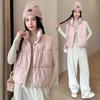 Solid Color Vest Women's Loose Autumn and Winter New Fashion Vest Down Cotton Stand-up Collar Student Vest Jacket