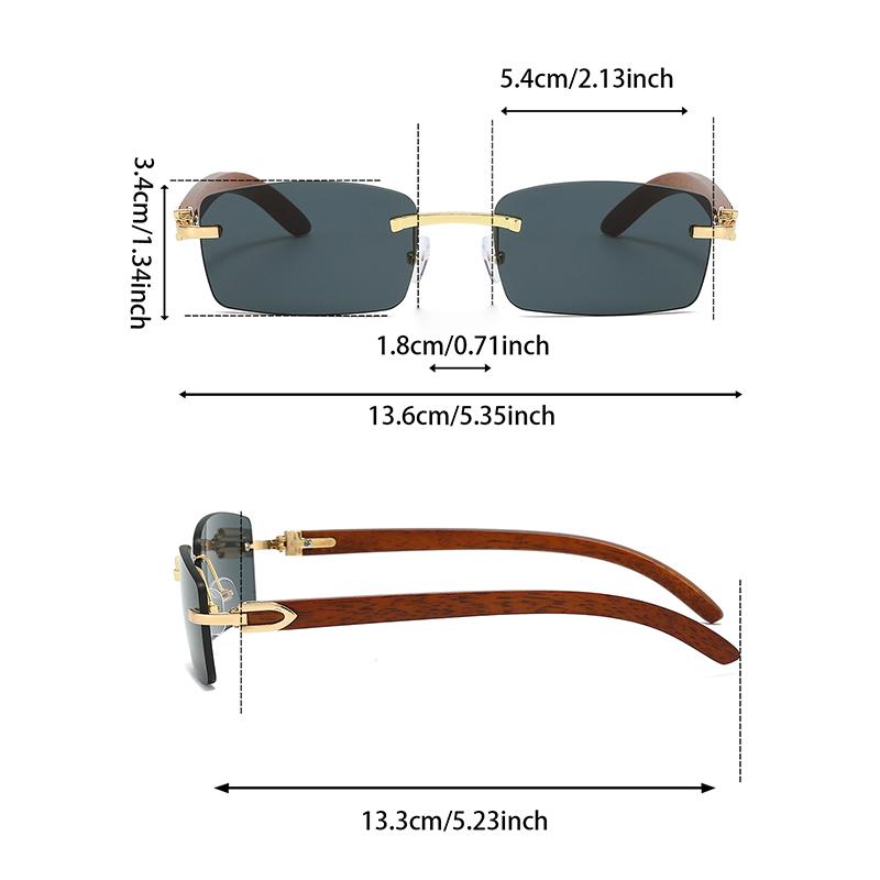 Rimless Rectangle Sunglasses Men Classic Vintage Gradient Shades Women Trendy Fashion Luxury Brand Designer Sun Glasses