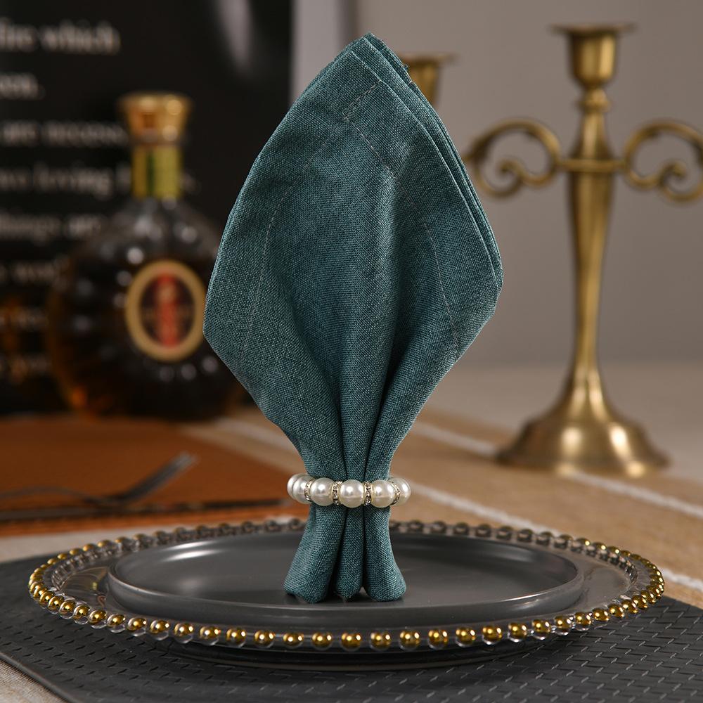 Metal Napkin Ring Pearlescent Dining Table Decor Imitation Pearls Elegant Napkin Buckle For Wedding Decor Home Decoration