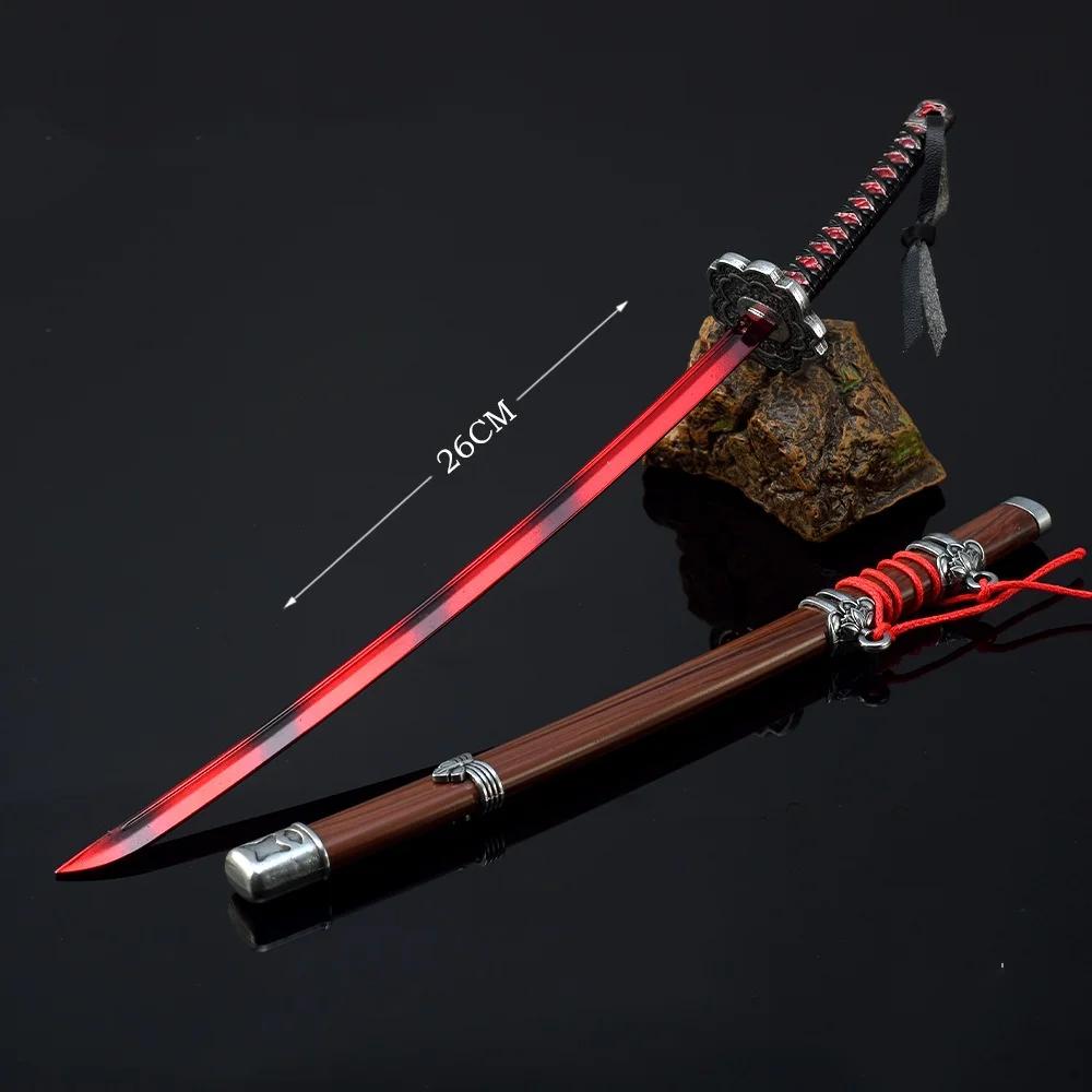 25cm Metal Sekiro Wolf Katana Sword Mini Ninja Knife Japanese Samurai Katana Blade Real Size Weapon Model Kid Toy Anime Gift