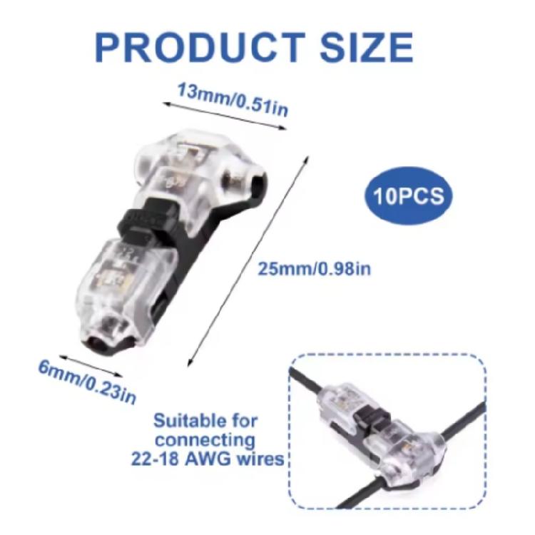 10Pcs T Tap Wire Connectors Disconnection Terminals Low Voltages Connectors Terminal Push Lever Quick Wire Connectors