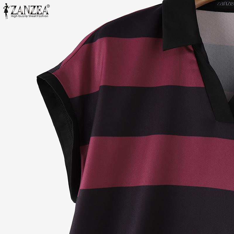 ZANZEA Dámská letní tílka bez rukávů s klopou a pruhy