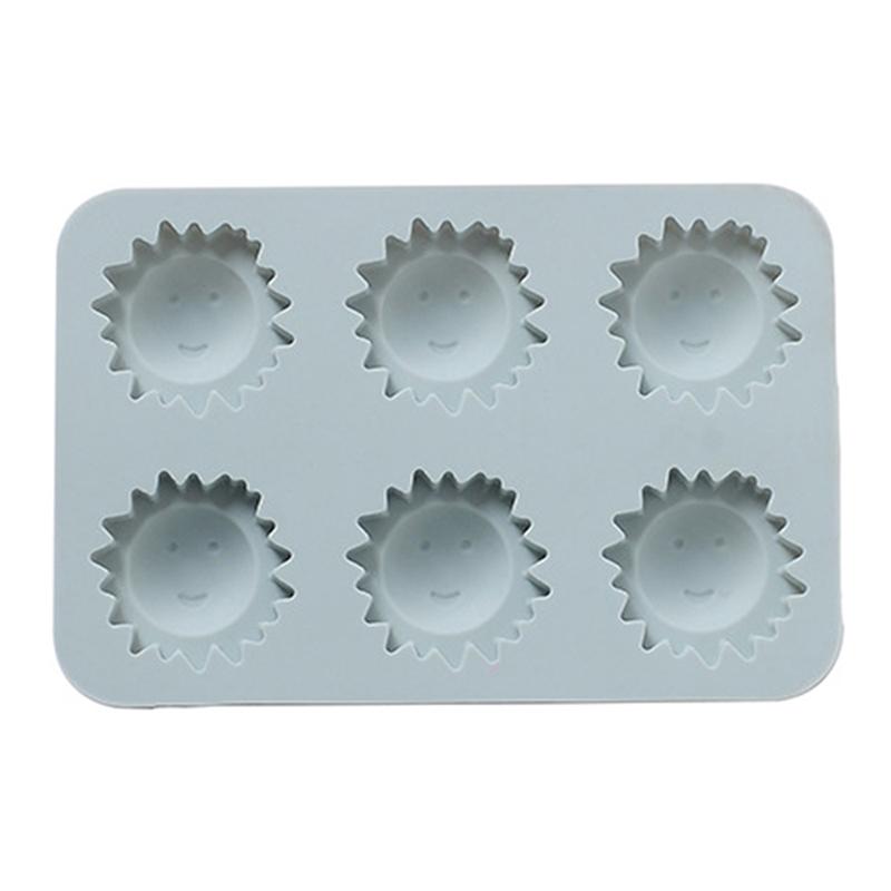 Sonnenförmige Silikon-Kuchenform, 6 Mulden, Keks-Schokoladen-Eiswürfelform, Antihaft-Süßigkeiten-Backform, DIY-Kuchen-Dekorationswerkzeug