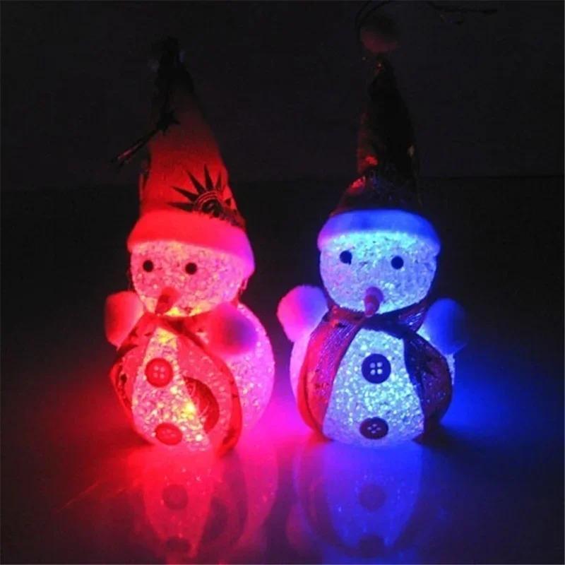 Xmas Creative Women Gifts LED Light Snowman Santa Claus Ornament Christmas Tree Light Hanging Home Party Decor Supplies
