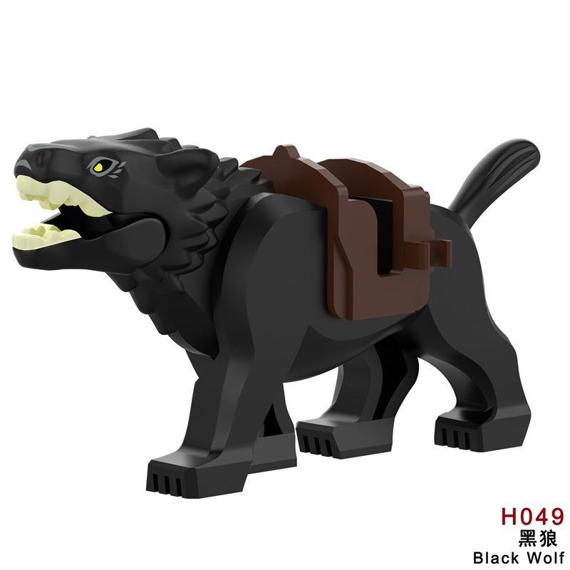 Medieval series of war horses, Lord of the Rings mounted Wolf series, children's educational assembling building block toys.