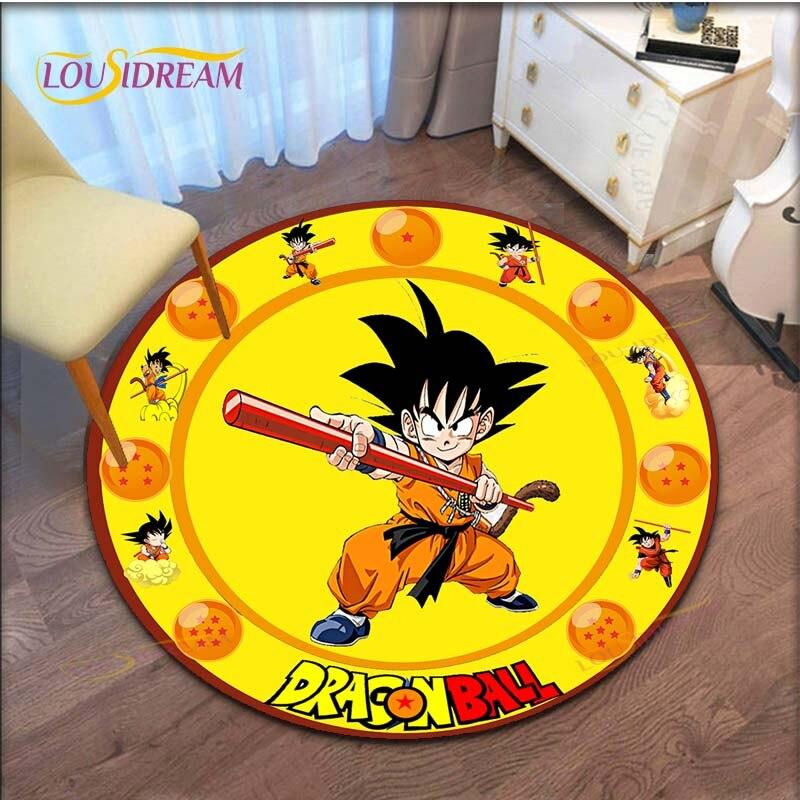GOKU Carpet Cartoon Dragon Ball Non-slip Floormat Area Rug Round Play Mat for Playroom Kidsroom  Rugs for Bedroom