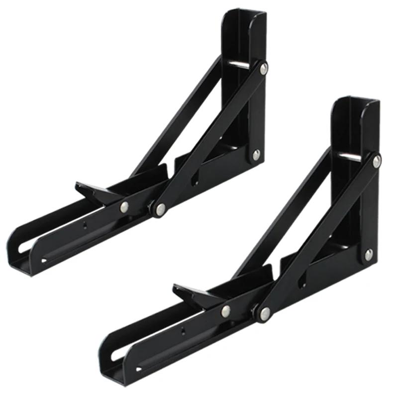 2 STÜCKE 8-20 Zoll Schwarz Dreieck Klappwinkel Halterung Schwere Unterstützung Verstellbare Wandregale Montiert Tischregale Home Hardware