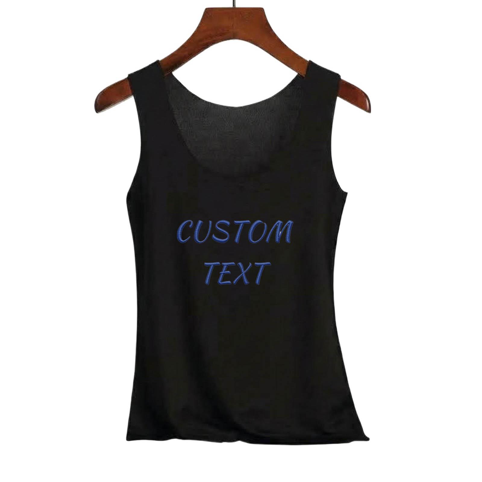 Personalized Custom Embroidered Text Seamless Vest Sleeveless Top For Women L чёрный