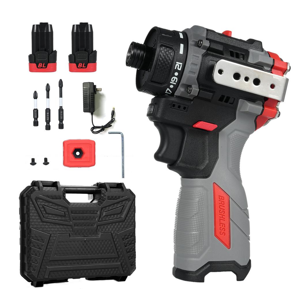 16.8V Brushless Power Screwdriver Hammer 45Nm 1600RPM Lithium Screwdriver Tool Kit Electric Screw Driver with Torsion 2 Speed Control for W