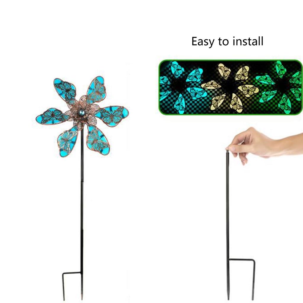 Handcrafted Metal Garden Wind Spinner Sculpture Metal Windmill Stake Weatherproof Yard Art Decoration For Outdoor Spaces