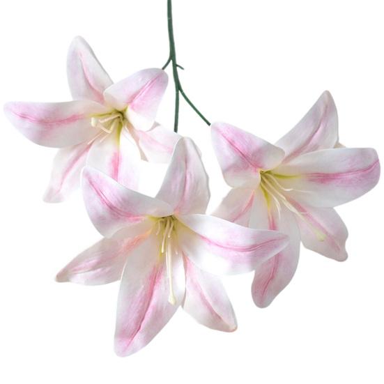 Artifical Lily Flowers with 3 Heads Full Bloom Real Touch Long Stem Fake Lily Bouquet for Home Hotel Flower Arrangement Wedding Party Decor