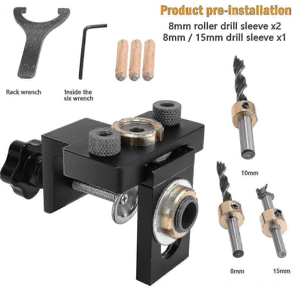 Drilling Jig Kit, Hole Punch Locator 3 In 1 Woodworking Tools Self Centering Doweling Jig Drilling Punch Locator Kit With Wooden Dowel