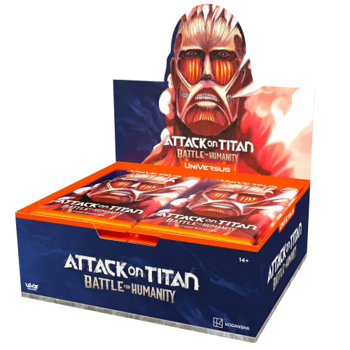 UniVersus Attack On Titan Battle for Humanity Booster Display, 24 Booster Packs (11 Cards Each), Deck Building Collectible Card Game