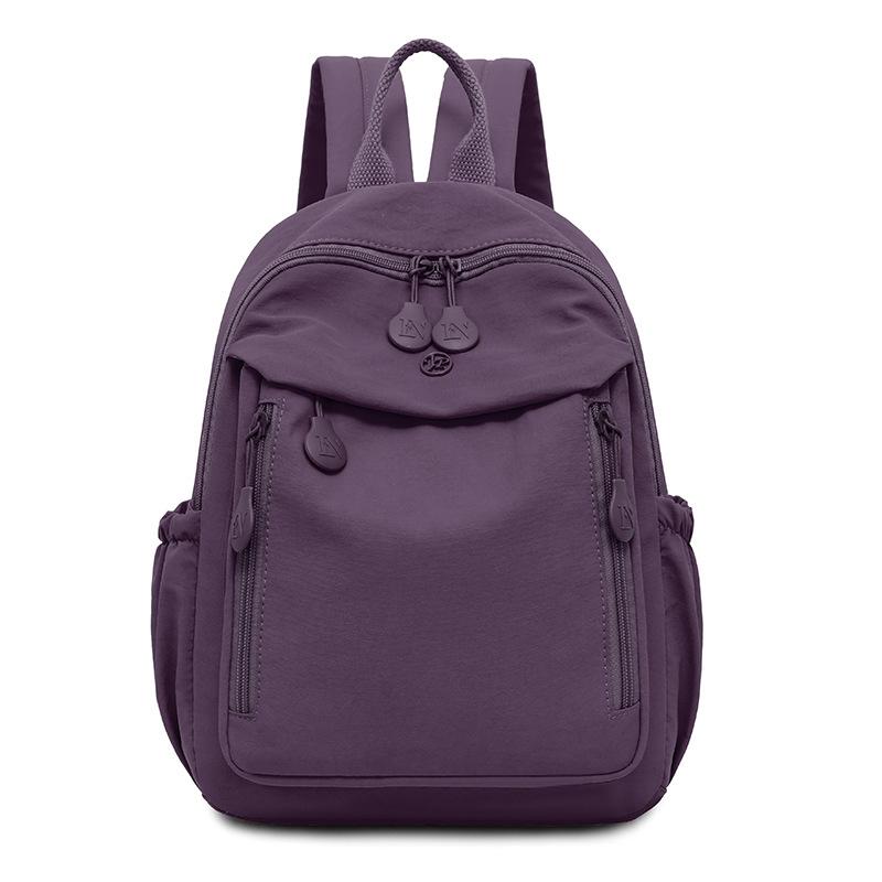 Schoolbag1011 Casual Ladies Backpack Travel Lightweight Simple Nylon School Bag Solid Color Large Capacity Travel Backpack