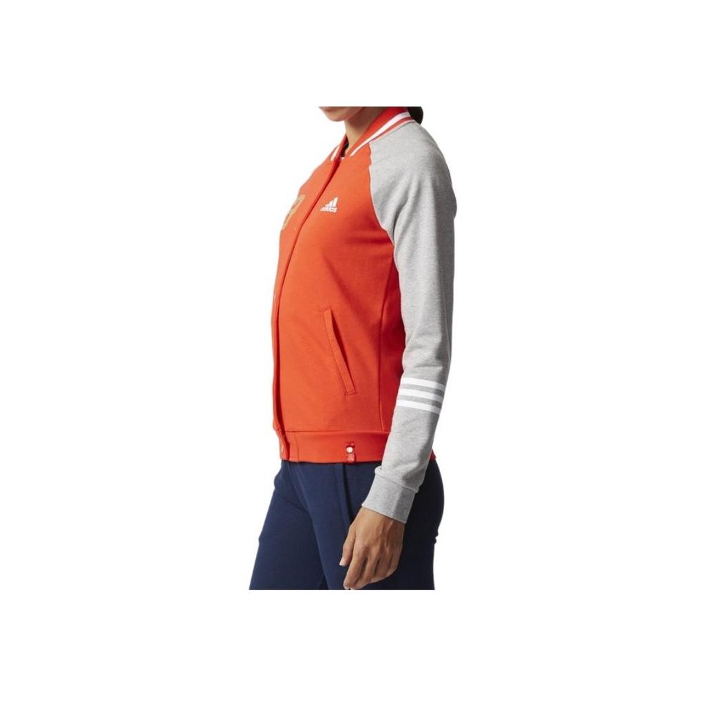 Adidas Casual Color Block Stand Collar Baseball Jacket Women Jackets Orange Gray BK4841