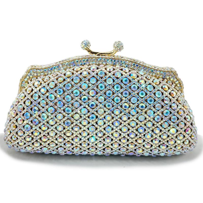 Borsa da sera in cristallo colorato Borsa a pochette con diamanti scintillanti per donna Borsa a mano di lusso con strass per matrimonio, ballo, cena, banchetto