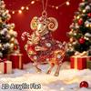 2D Flat Acrylic Red Gold Chinese Zodiac Goat Christmas Hanging Pendant Xmas Tree Ornament New Year Car Pendant