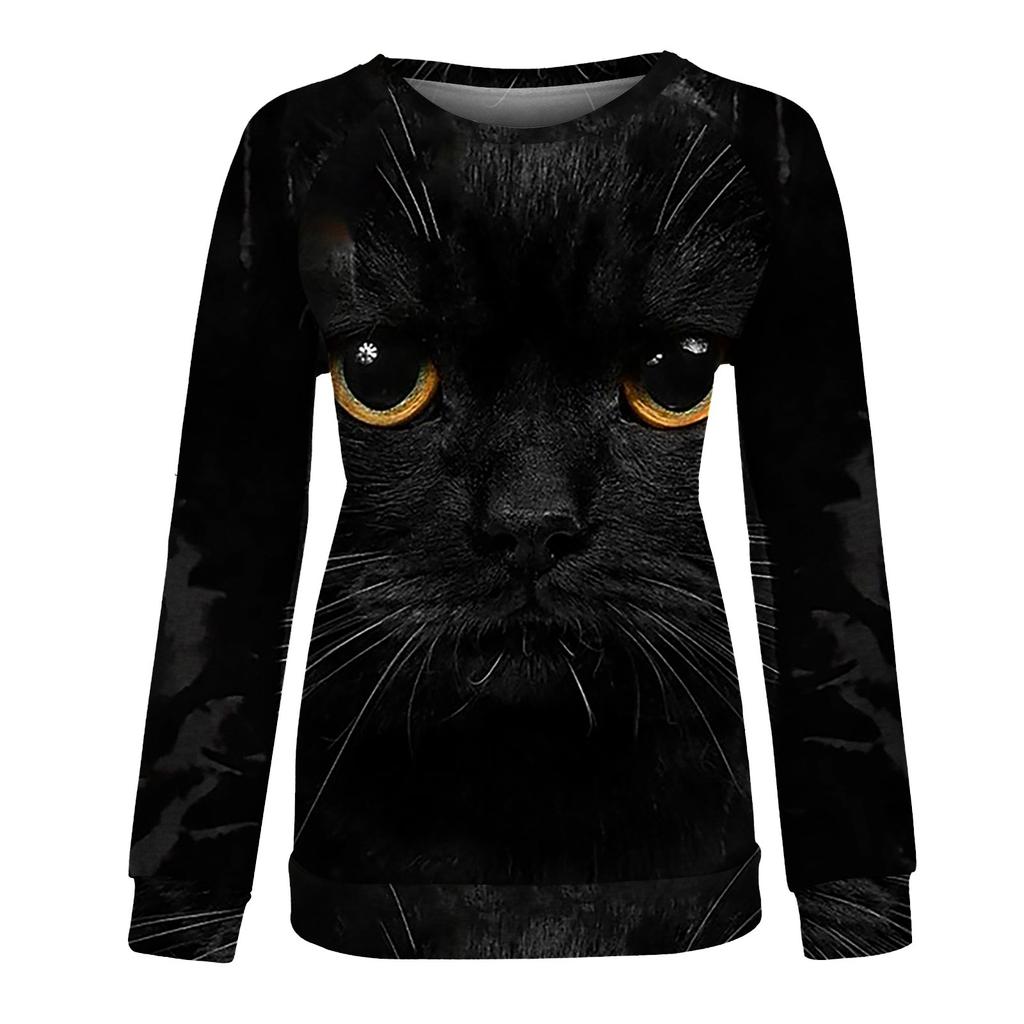 Women's Casual Fashion  Print Long Sleeve O-Neck Pullover Top