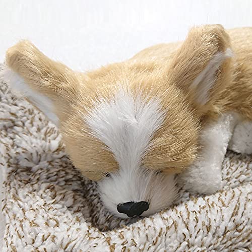 TATOTTE Hund Genähte Wickeldecke, Realistische Schlafender Hund Figur mit Aktivkohle, Beruhigende Dekoration, Inklusive Mini Pfotenabdruck Anhänger (Chihuahua CR K)