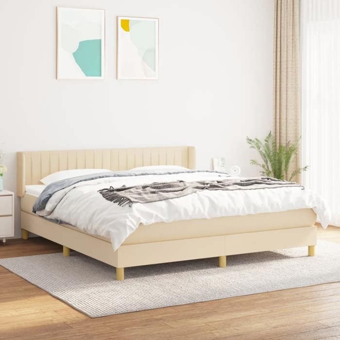 Maison Exclusive - Sommier à lattes de lit avec matelas Crème 180x200 cm Tissu