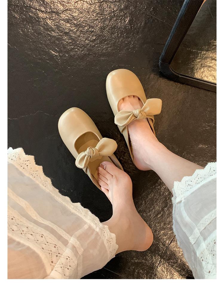 

Hair~ cute big round head bow lazy versatile word and a half slippers female spring and summer 40