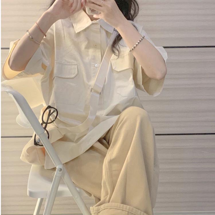Women's Japanese Academy Style Polo Shirt & Long Pants Casual Summer Two-Piece Set