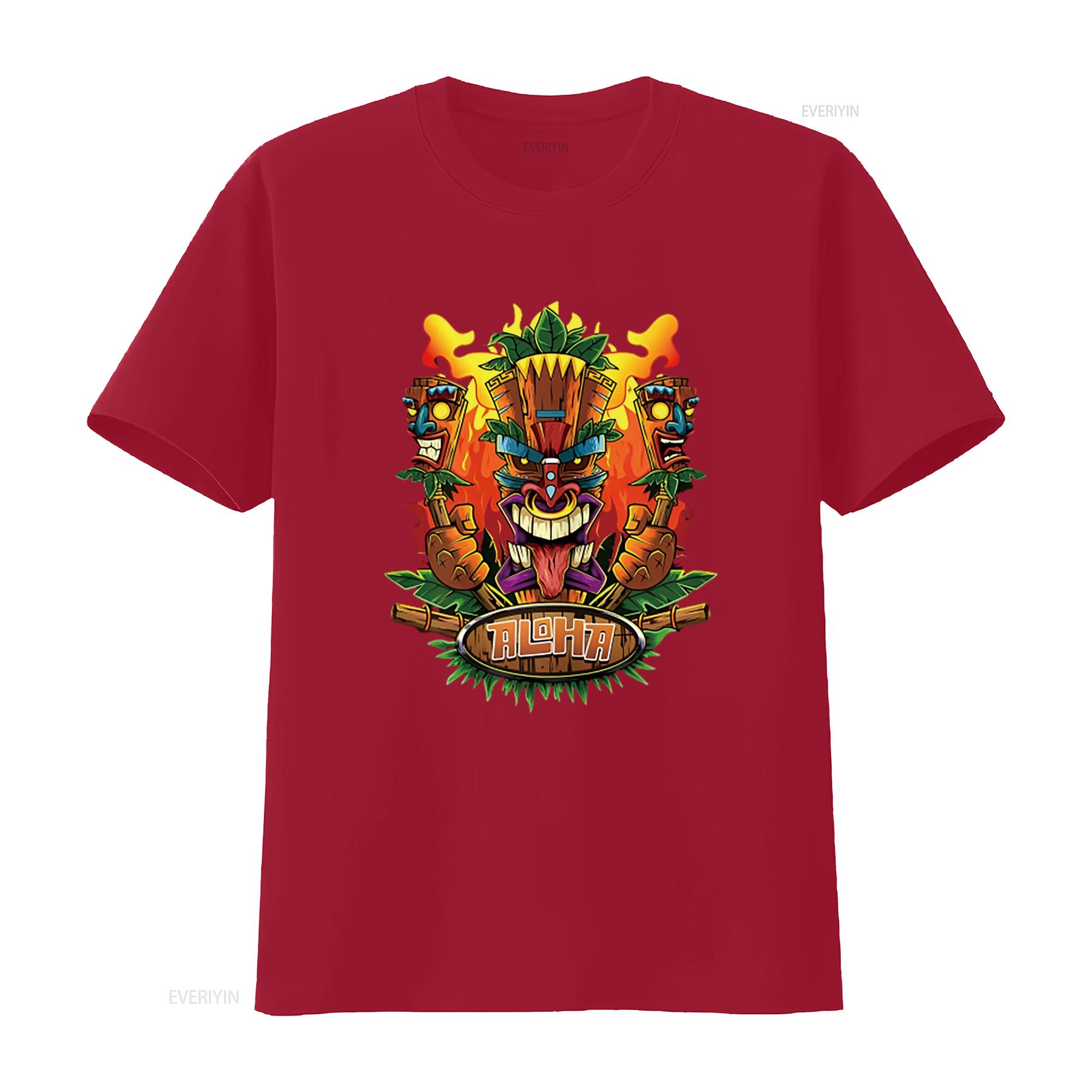 T shirt for Women Funny Tiki Character Hawaiian Luau Party Fashion Tops White 4X Large vintage Washed Versatile homme S