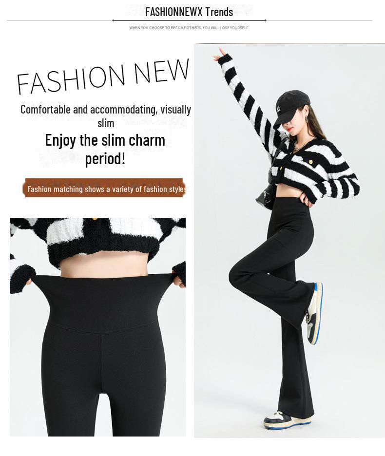 Women's High-Waist Plus Velvet Flared Pants - Warm, Slim & Loose Fit for Autumn/Winter