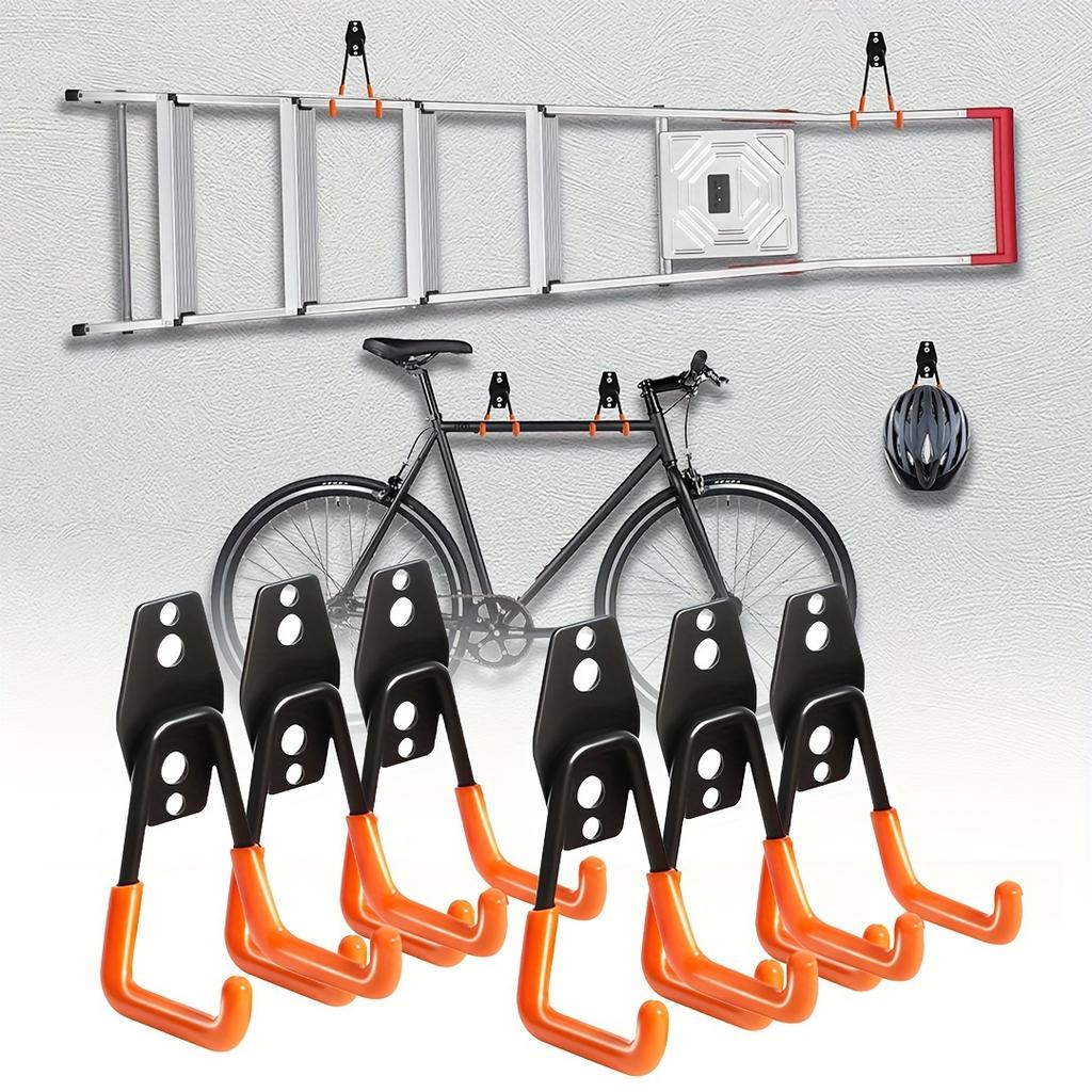2pcs Metal Hook Garage Organizer Wall Mount Bicycle Hanger Hooks Wall Mount Anti-slip Storage Hook Garage Storage Tool
