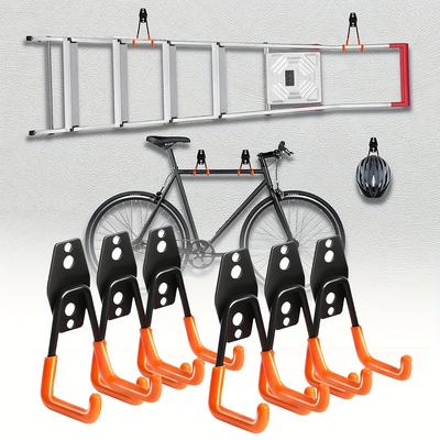 2pcs Metal Hook Garage Organizer Wall Mount Bicycle Hanger Hooks Wall Mount Anti-slip Storage Hook Garage Storage Tool