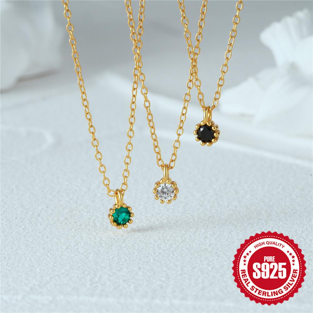 Simple Mini Single Diamond Flower Small Daisy Pendant S925 Sterling Silver Fashion Collarbone Chain