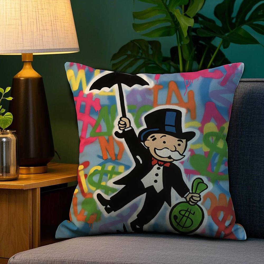 Cartoon M-Monopoly Pillow Case Plush Fabric Soft Double Sided Print Sofa Cushion Cover Throw Pillow Covers