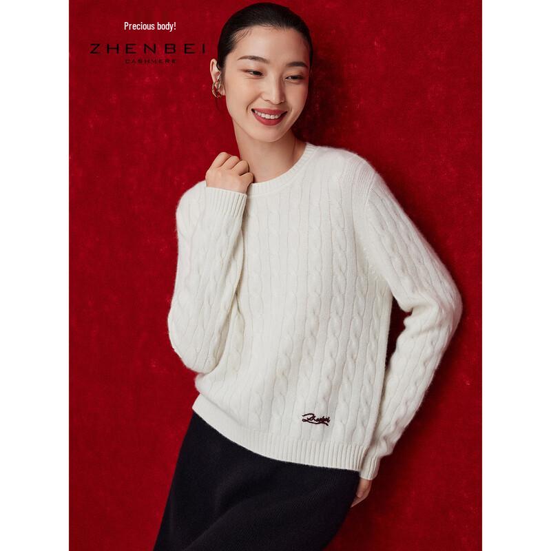 Zhenbei Women's Cable Knit Cashmere Sweater