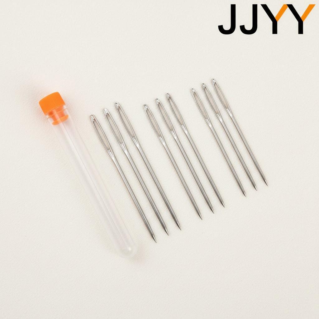 

Large Eye Blunt Steel Knitting Needles for DIY Sewing Crafts Ideal for Clothing Repair Projects and Accessories срібний