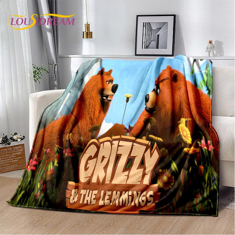 Cartoon 3D Grizzy und die Lemminge Decke, Weiche Überwurfdecke für Zuhause Schlafzimmer Bett Sofa Picknick Reise Büro Abdeckung Decke Kinder