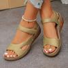 Damen Sommersandalen mit offenen Zehen und Schnallen-Knöchelriemen, Plateau-Keilabsatz, Bequeme rutschfeste Sandalen zum Gehen, Strandschuhe für Damen, Lässige elegante Schuhe