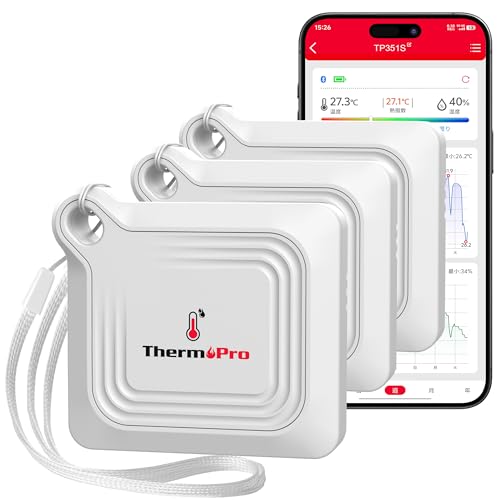 

ThermoPro Thermometer and Hygrometer, Bluetooth, Digital, High-Precision, Smartphone Linkable, Alarm Function, Strap Included, Perfect for Heatstroke