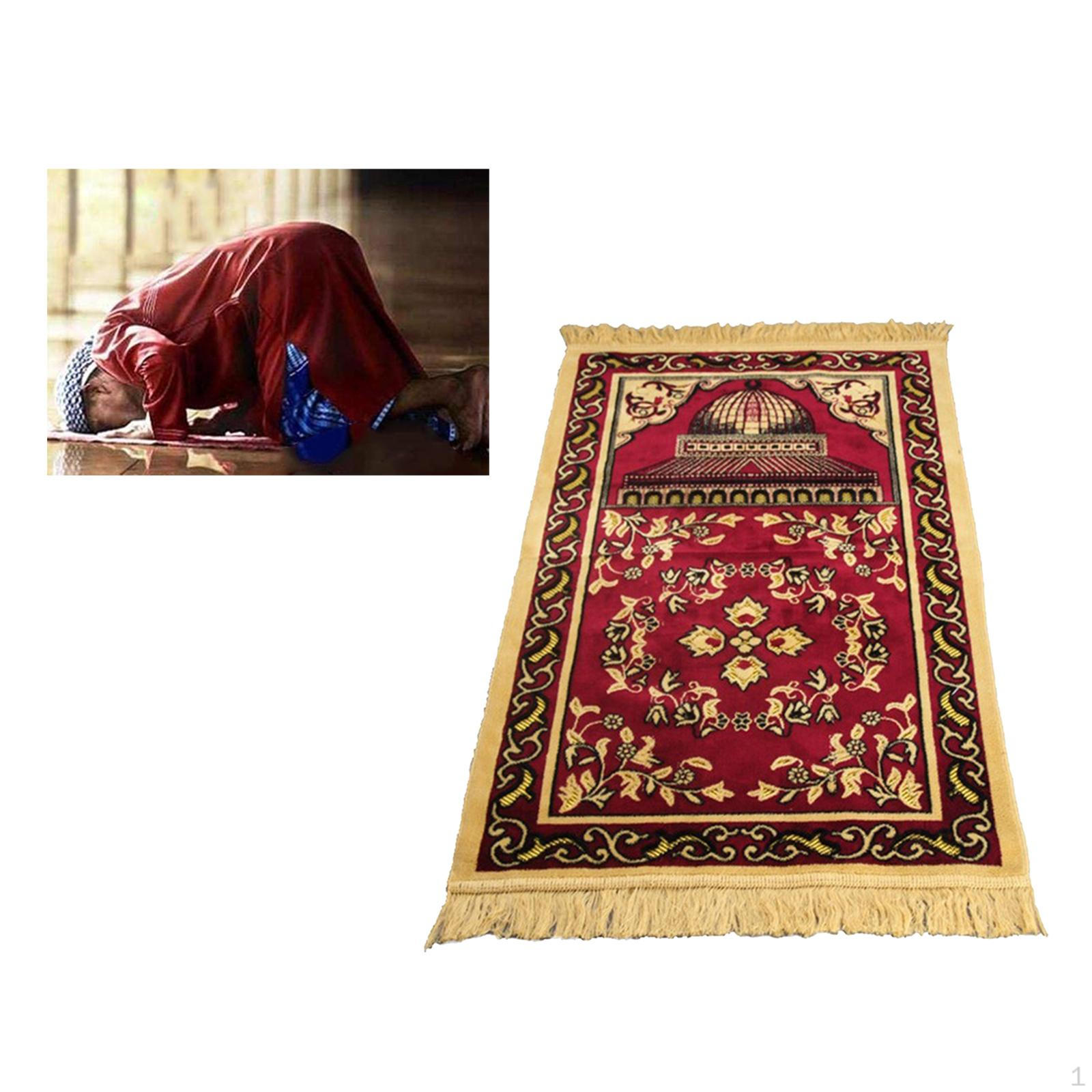 Удобная полиэстеровая ткань Мусульманский молитвенный коврик для молитвы Толстый ковер из шенилла с вышитыми узорами красный