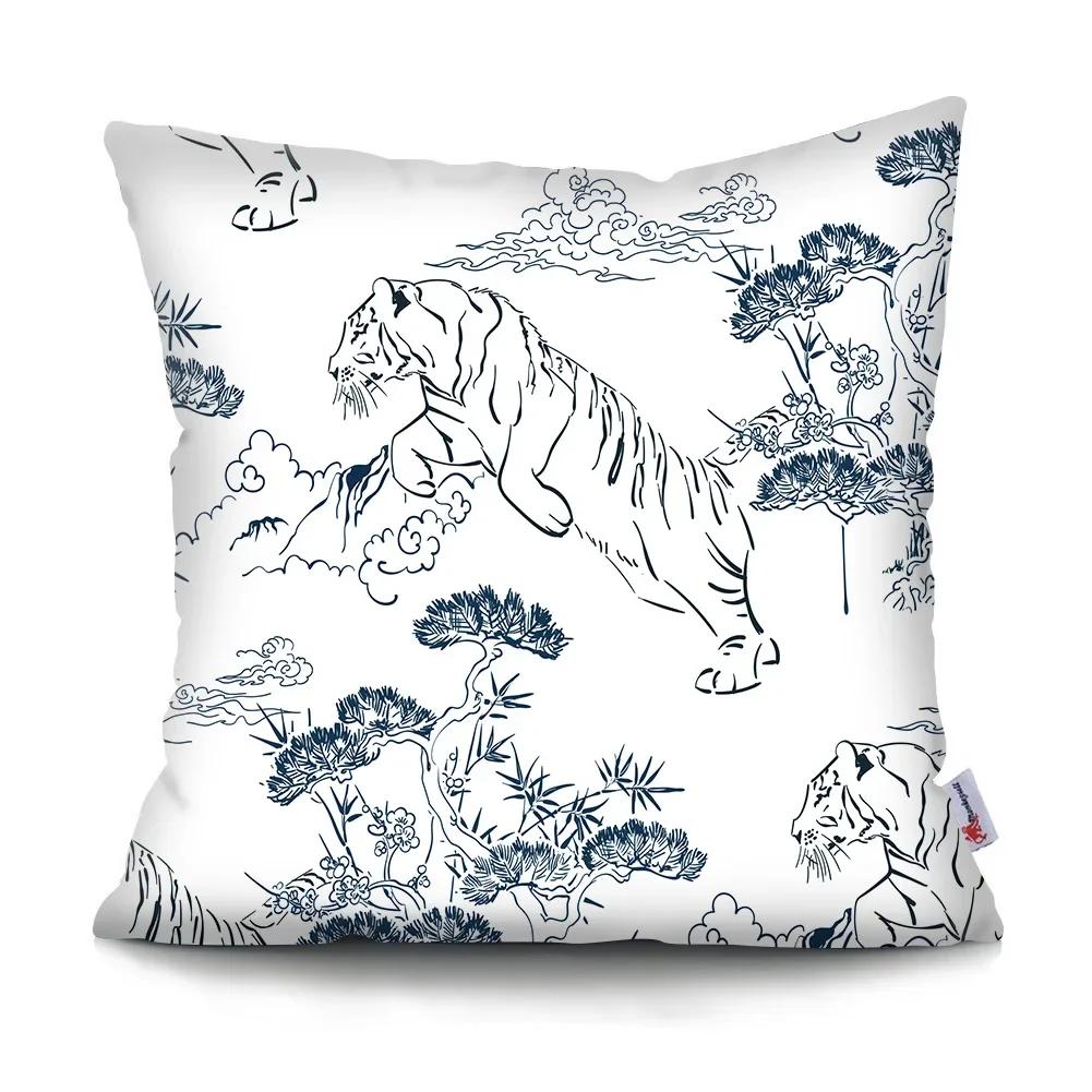 Simple Retro Tiger Head throw pillow cover with short plush print for living room sofa decoration cushion cover pillow covers