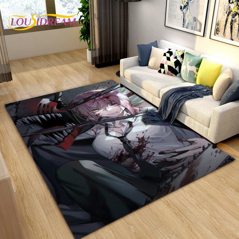 3D Anime Chainsaw Man Denji Cartoon Area Rug,Carpet Rug for Living Room Bedroom Sofa Doormat Decoration, Kids Non-slip Floor Mat