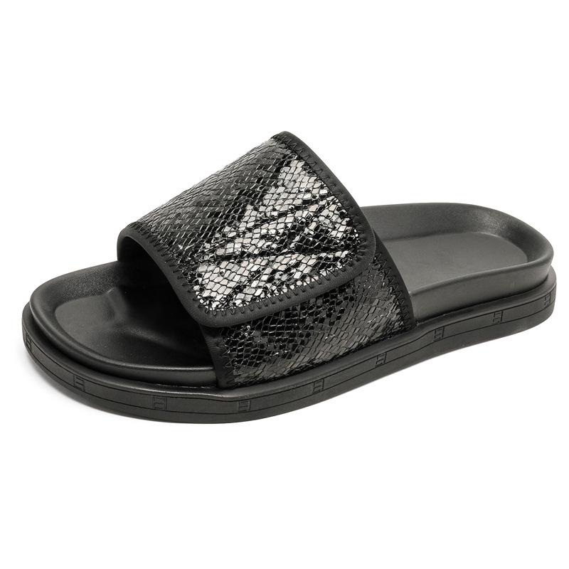 

2025 новая летняя одежда модный бренд высокий класс европейская станция шлепанцы мужская пляжная обувь 371250-J 38 чёрный