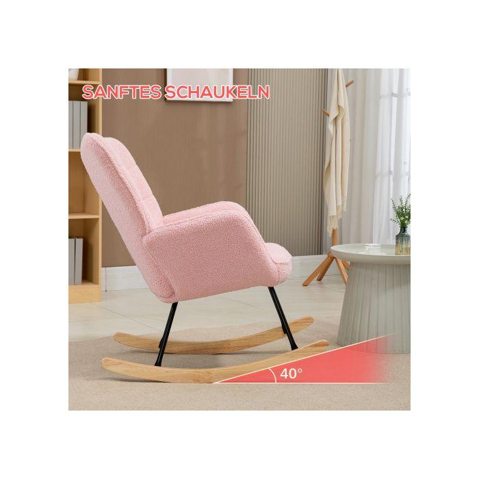 Fauteuil à bascule - MUVOE - Imitation peau d'agneau - Rose - Capacité 120 kg - Élégant