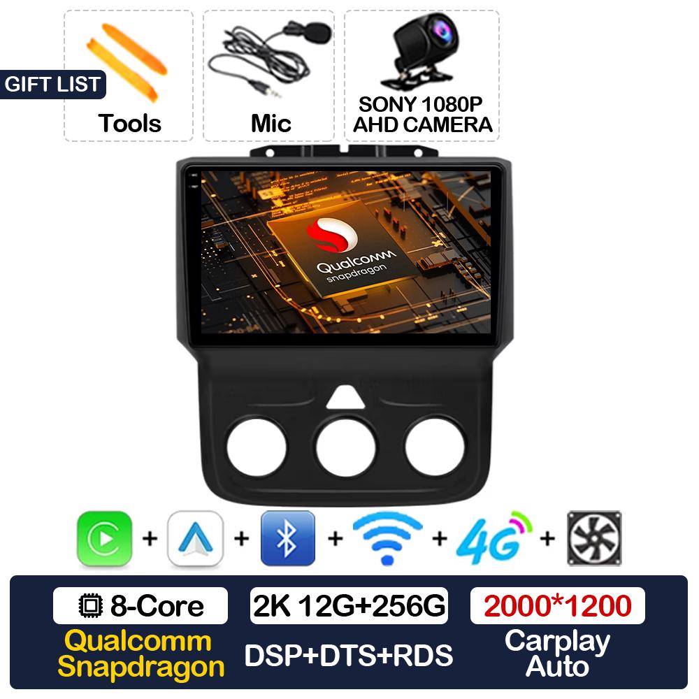 Android 15 Wireless Carplay Auto Car Radio For Dodge Ram 1500 2500 3500 2013 - 2018 Multimedia Video Player 4G WIFI 2DIN QLED BT