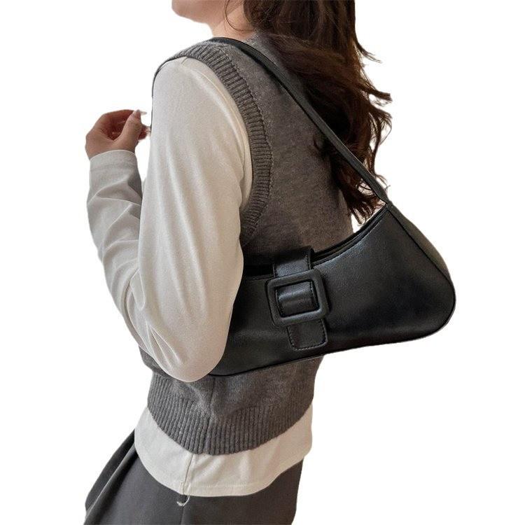 Chic Casual Handheld Bag In Black And Brown Colors Soft Pu Material For Everyday Use