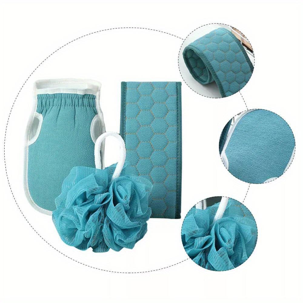 Luxurious Bath Set: Exfoliating Towel, Bath Ball, Back Scrubber - Shower Essential for Spa Experience