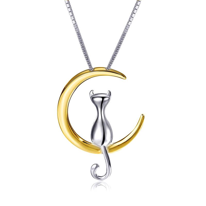 

copper The Cat on The Moon Necklaces Ideal For Women Japanese and Korean Version Clavicle Chain Simple Dropshipping 45cm золотой