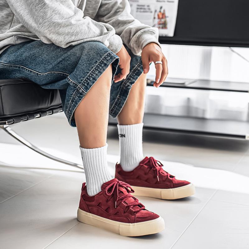 

Кеды бренда Tide, американская высокая улица, новая повседневная обувь-булочка, корейская версия, мужская обувь, студенческая спортивная обувь для моральной подготовки 44 бордовый