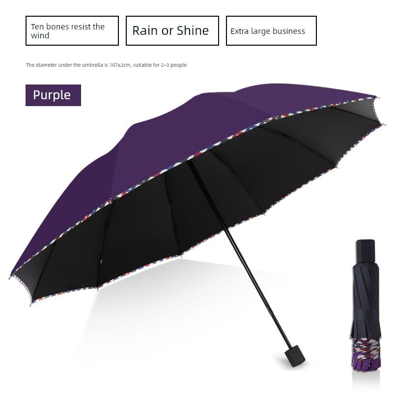Twelve-Rib Extra-Large Dual-Purpose Manual Folding Umbrella for Men and Women, Business Sun Protection Sunshade Umbrella